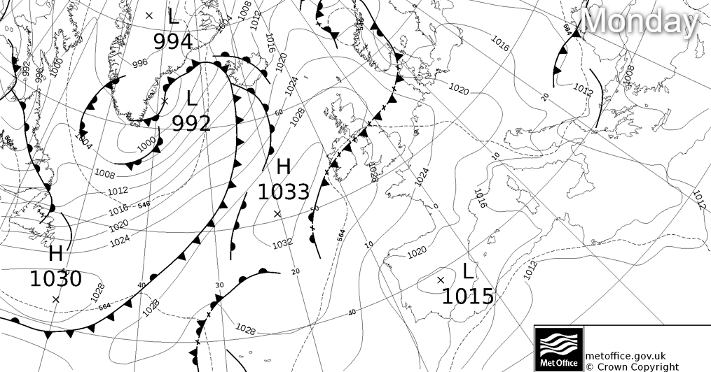 Weather front moving south on Monday