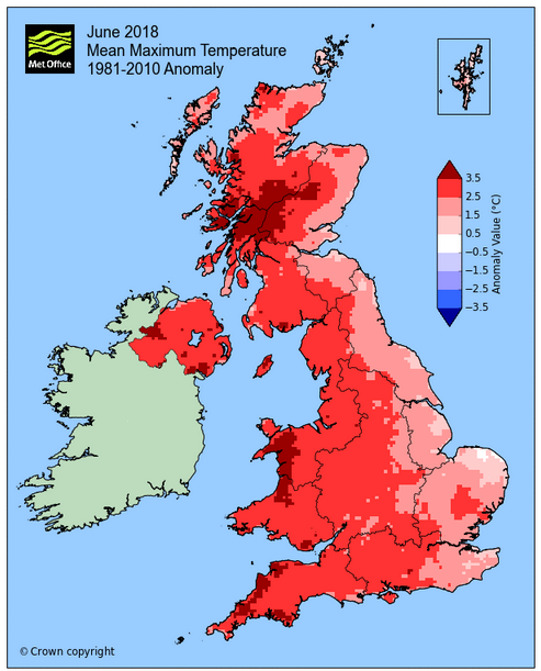 Maximum temperatures anomalies