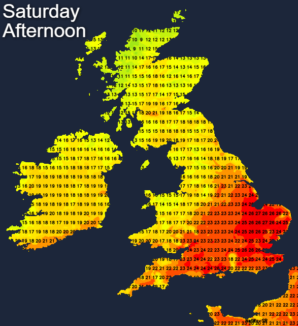 Temperatures Sunday