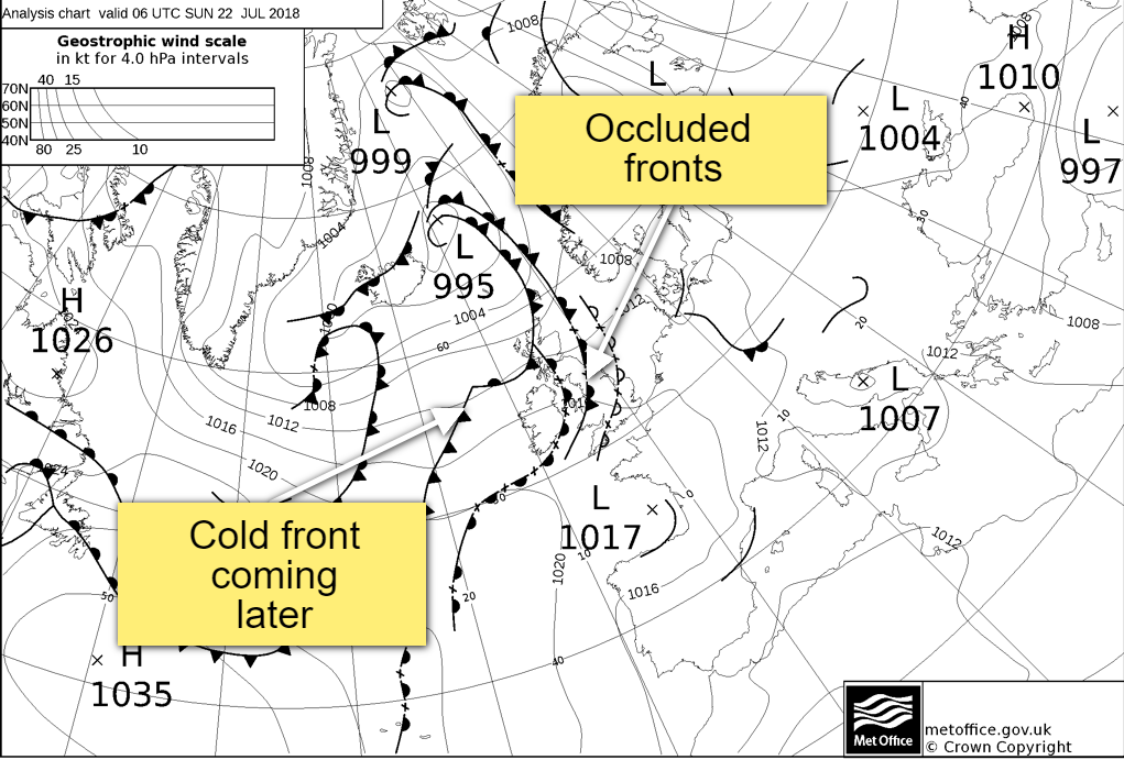 Weather Fronts on Sunday