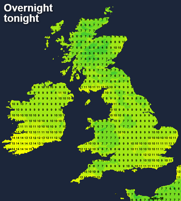 Overnight temperatures tonight - chilly again