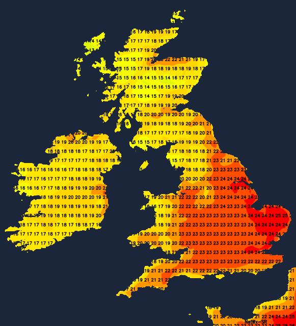 Temperatures today