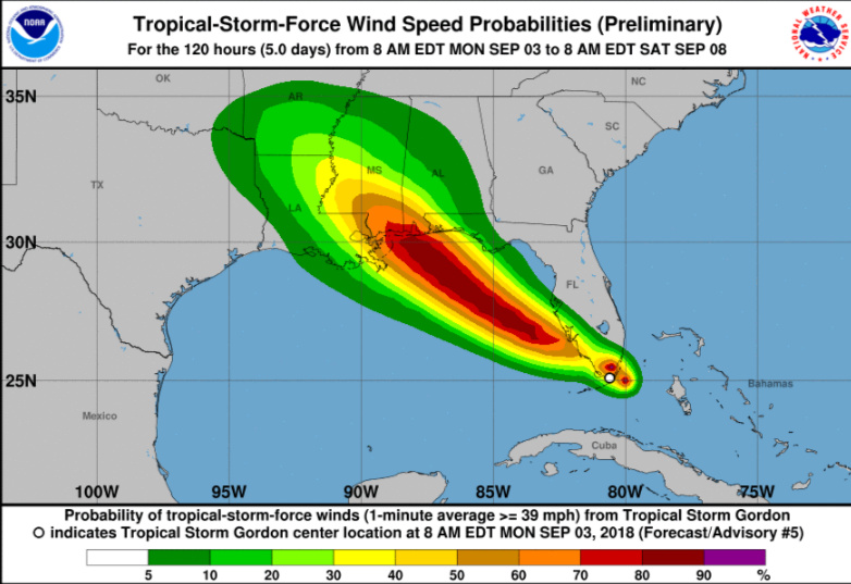 Atlantic hurricane season - Tropical Storm Gordon and Disney World rain