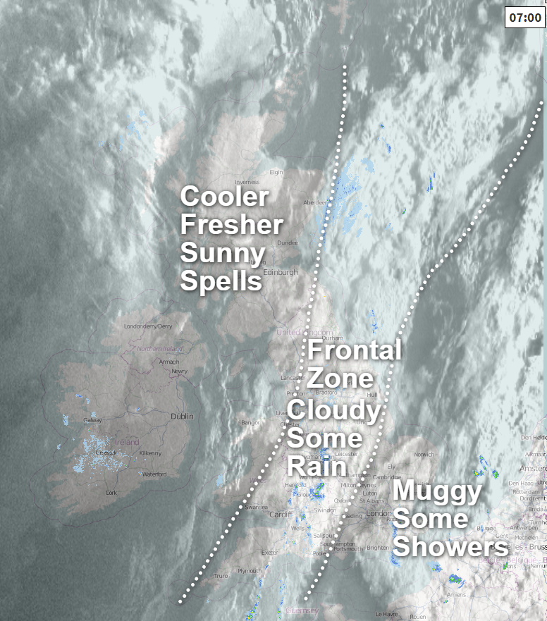 Weather Front this morning - shown on the satellite and radar image