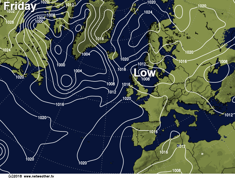 Low pressure near to the northeast on Friday