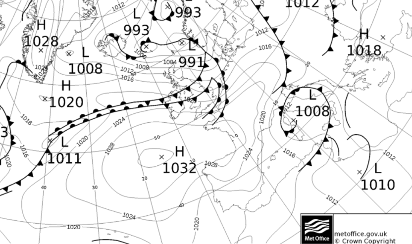 A weak weather front moving south today