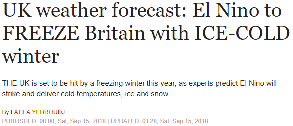El Nino to FREEZE Britain