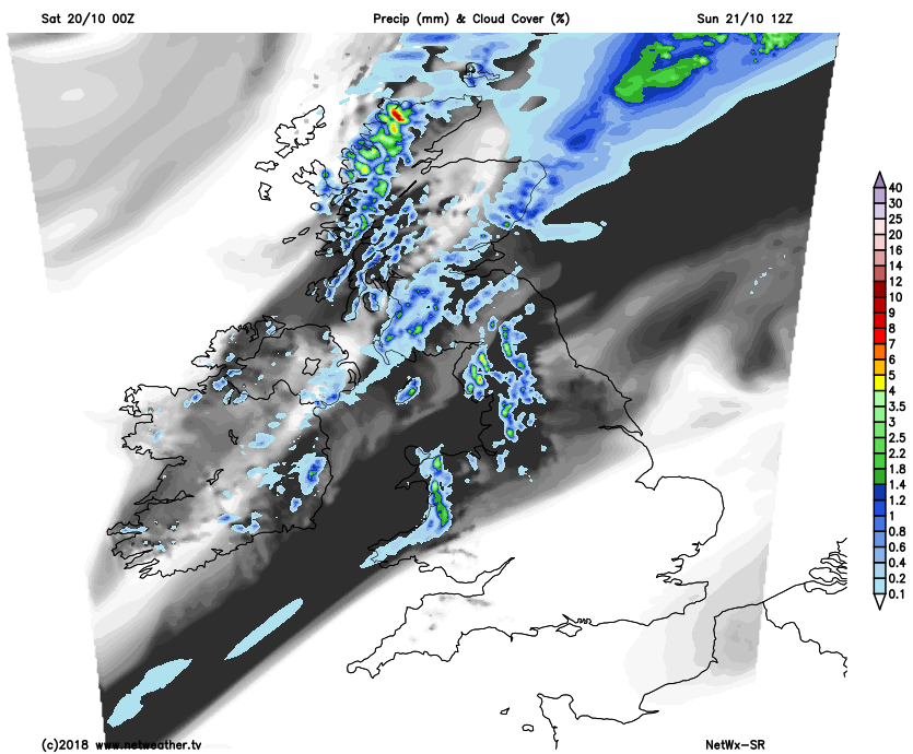 Rain moving south and weakening on Sunday