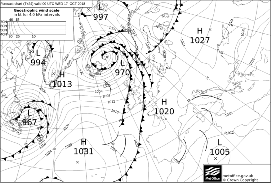 Weather fronts moving southeast tomorrow