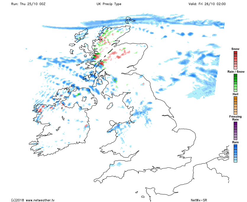 Wintry showers in the north tonight