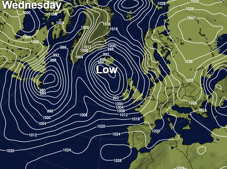 Low pressure west of Scotland