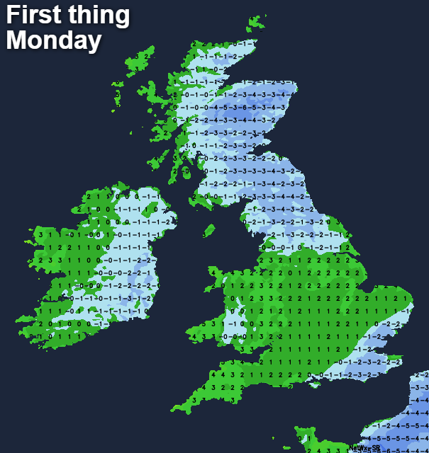 Frosty start to Monday for many