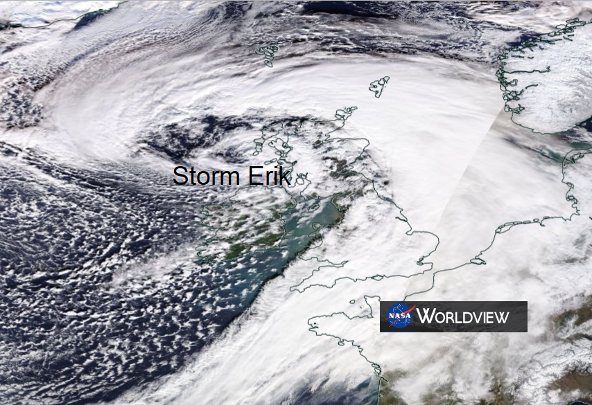 UK weather - More from STORM ERIK  overnight and for Saturday morning, clearing east.