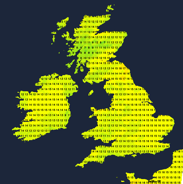 Temperatures this afternoon