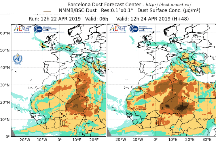 Saharan dust forecast