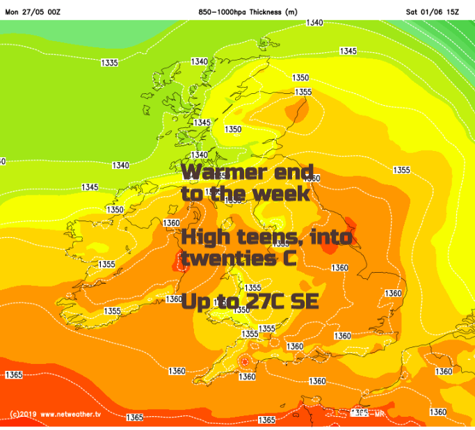 UK temperatures rising next weekend well into 20s Celsius
