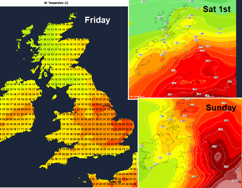 Heat building for this weekend. mainly England