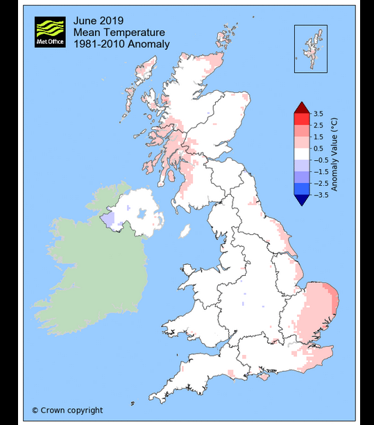 Met Office June 2019 temperature chart