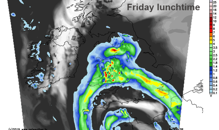 Rainfall chart for Friday lunchtime