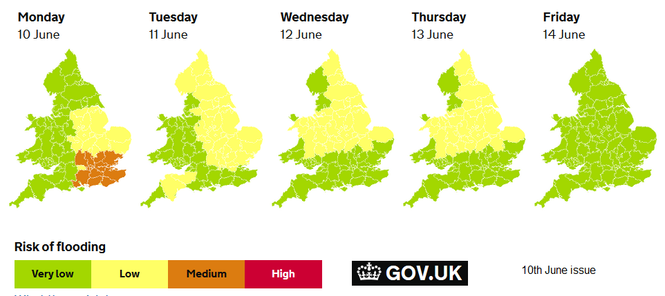 Five day flood forecasts