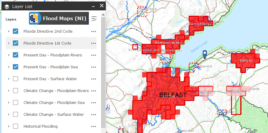 Flood risk map for Norhtern Ireland Belfast NI Direct