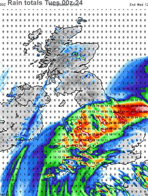 Netweather rain fall totals forecast chart