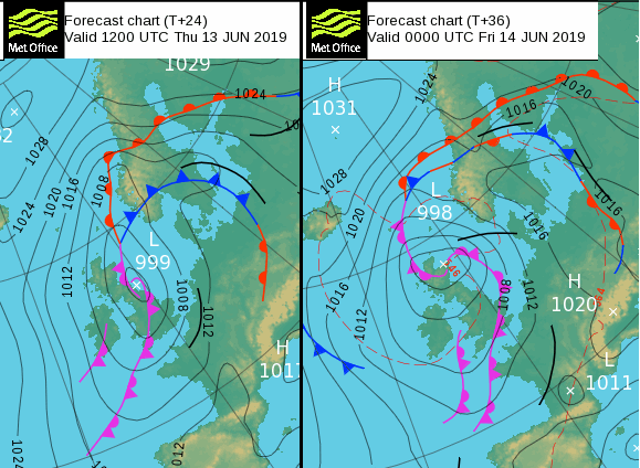 Surface pressure pattern today and tonight