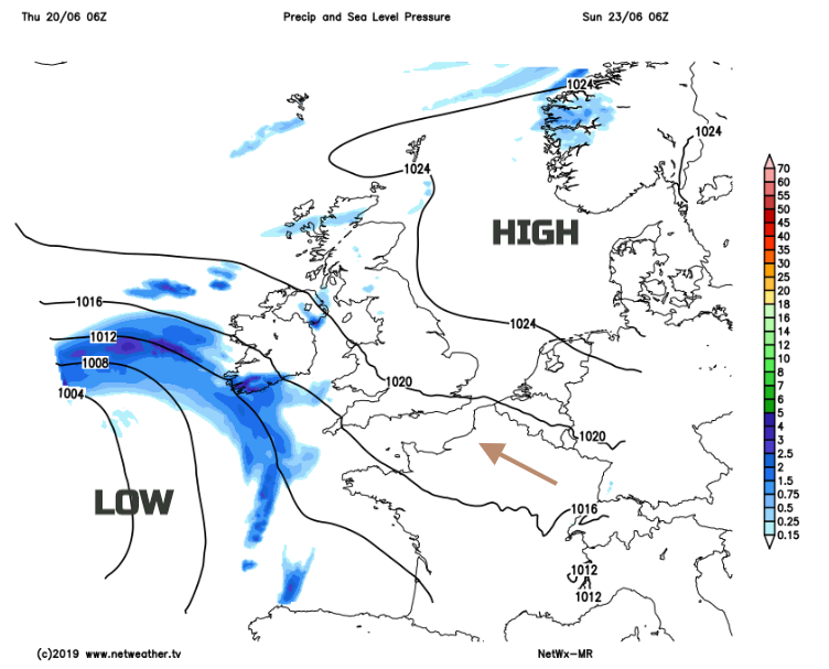 Pressure chart Saturday night