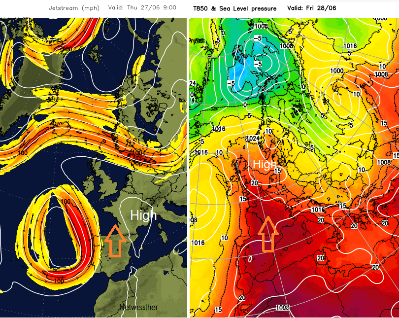 Jetstream and thickness chart