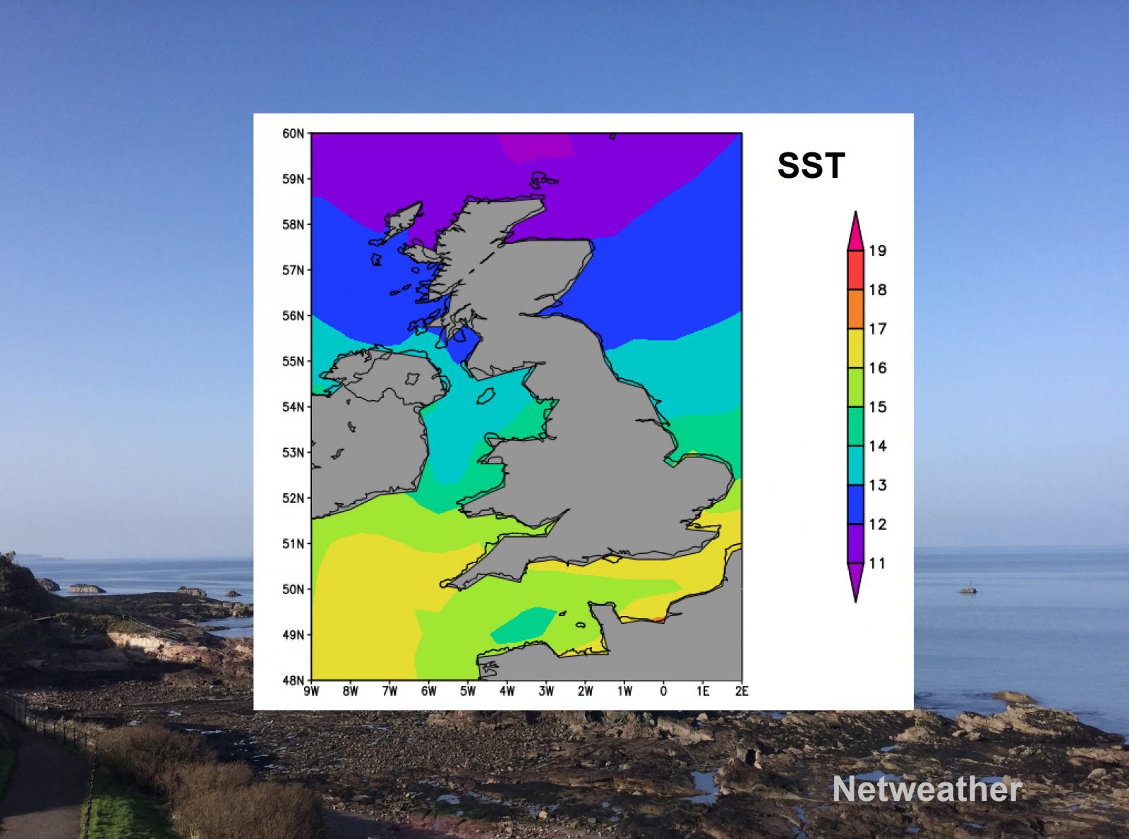 SST Sea surface temperature around UK