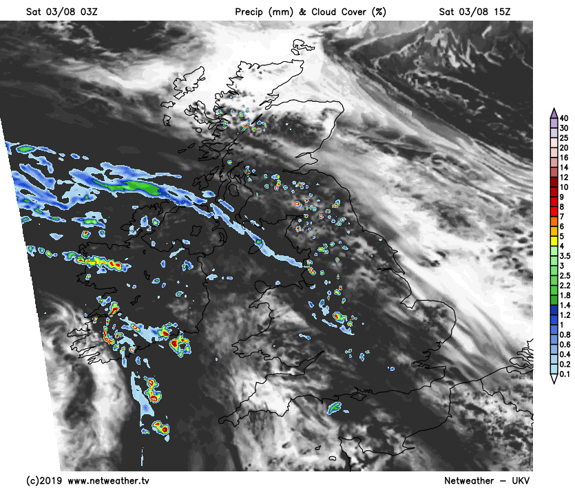 Showers on Saturday afternoon