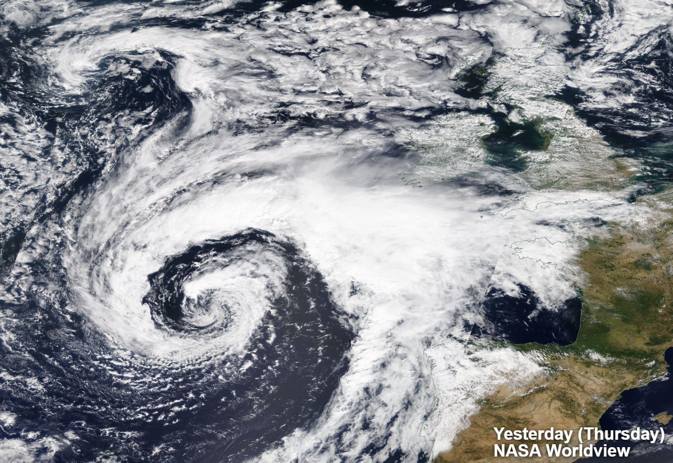 NASA worldview satellite image of the low pressure system yesterday