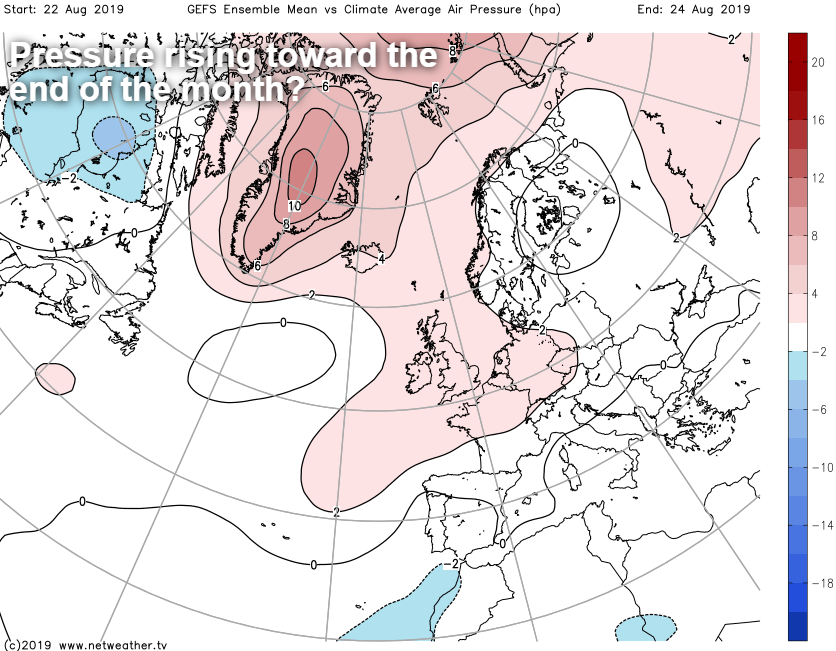 Pressure rising toward the end of the month - nicer weather for the bank holiday?