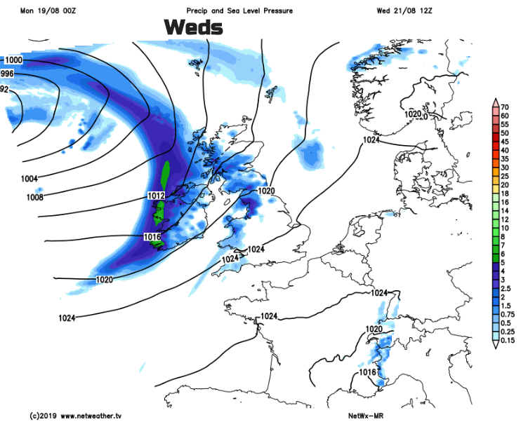 Pressure chart UK Wednesday