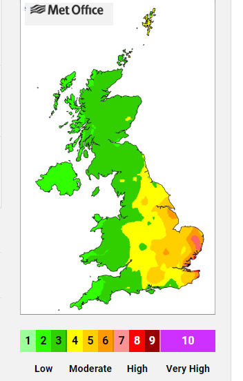 Air quality pollution levels UK 