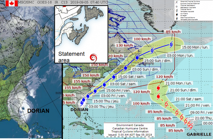 Canadian Met alert for Dorian