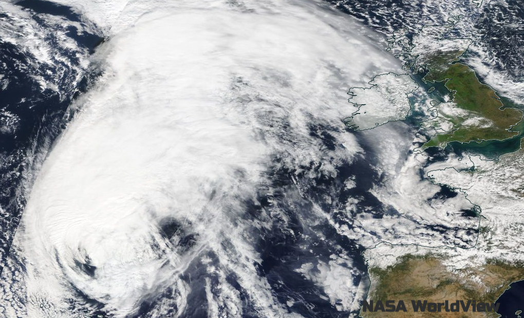 Storm Lorenzo, heading for the UK and Ireland. No longer a hurricane. 
