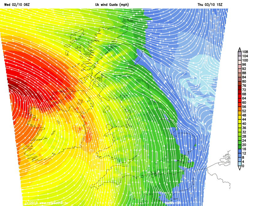 Wind gusts Storm Lorenzo