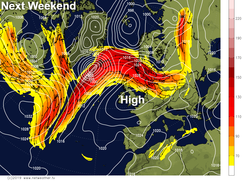 The jet stream buckling next weekend, allowing high pressure to build from the south