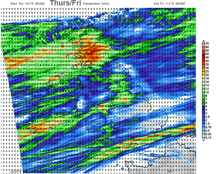 UK rain totals Thursday Friday
