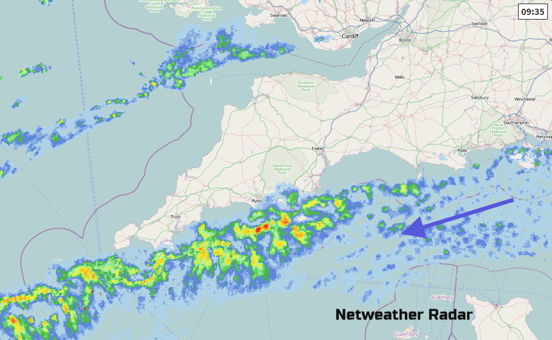 Snow showers English Channel Netweather Radar UK