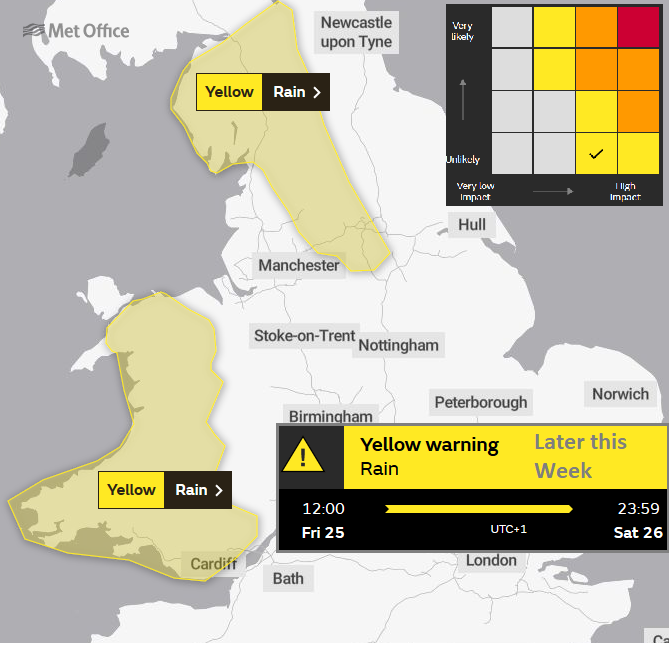 Yellow warning rain UK