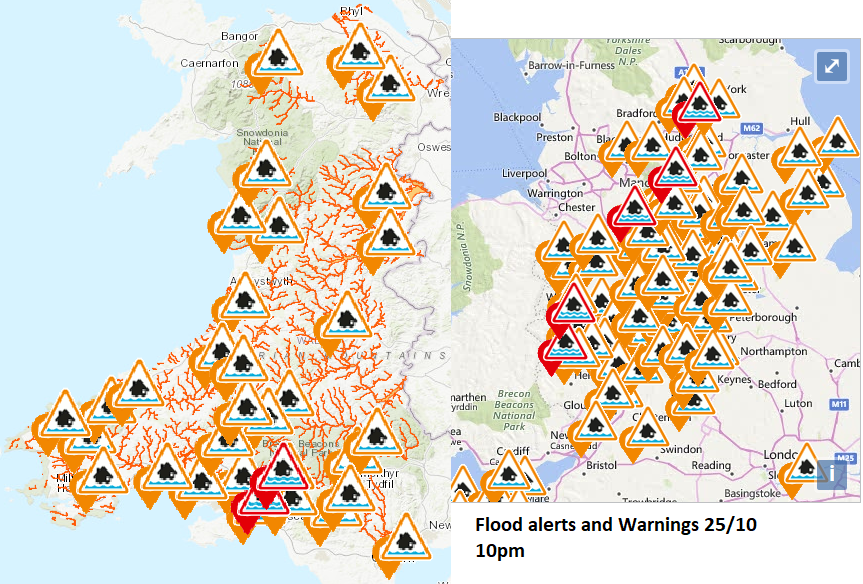 Flood alerts and warnings England and Wales