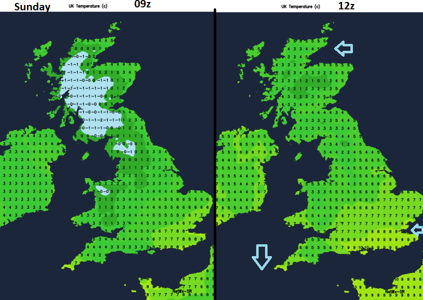 Temperatures 11am Sunday 10th 