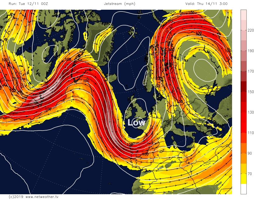 UK jetstream Atlantic low pressure