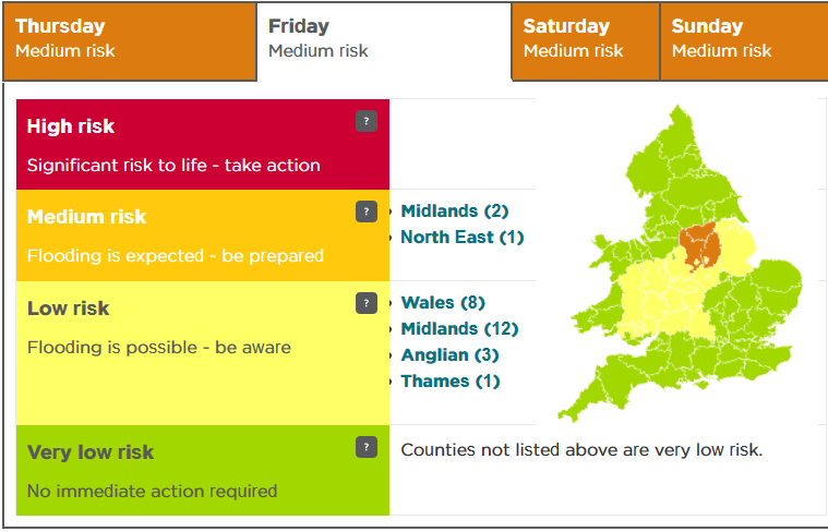 Flood warnings England 