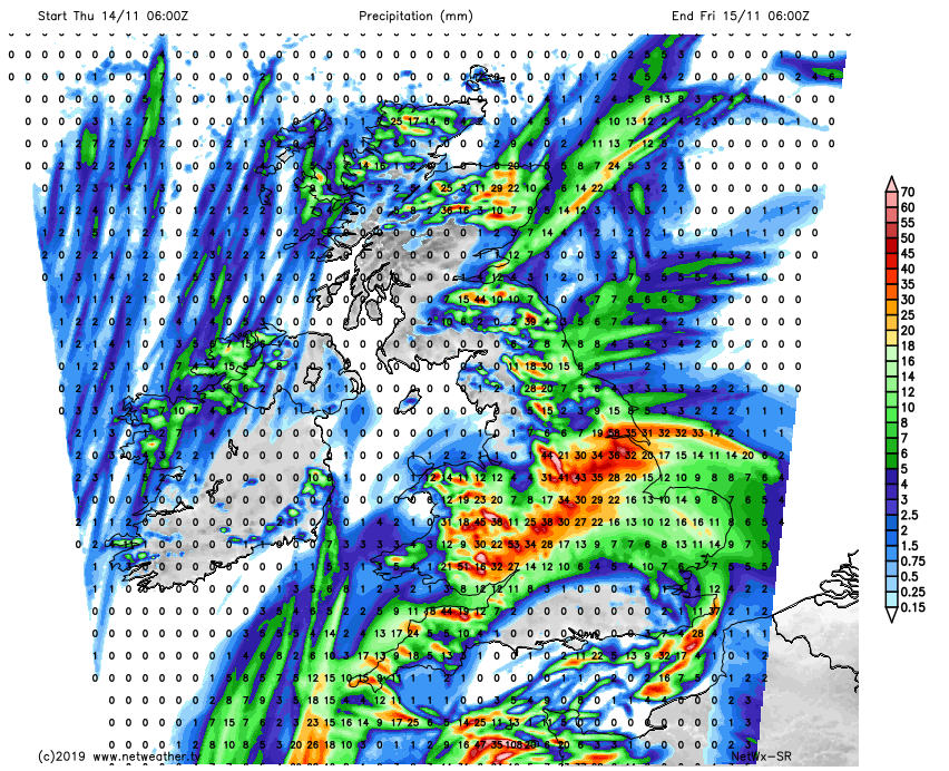 Rainfall totals UK 