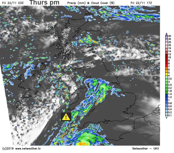 Thursday pm rain and showers UK weather