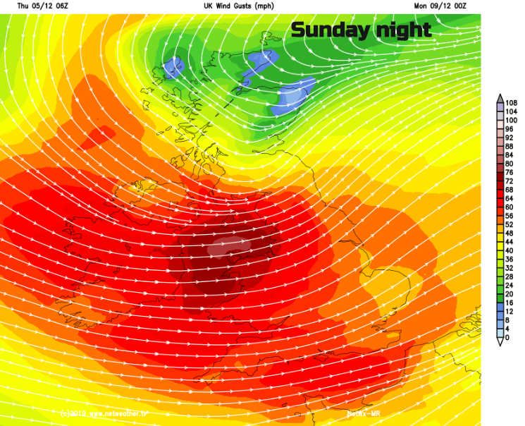 Stormy weather Sunday night 8th Dec