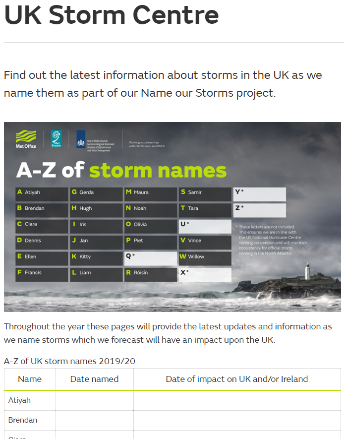 UK storm centre - Atiyah information yet to be updated by the Met Office